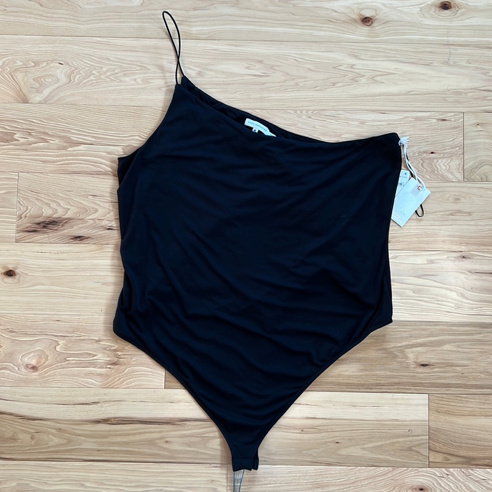 NWT Good American Soft One Shoulder Black Thong Bodysuit | Size 5X (8)